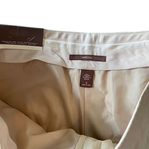 Merona Lined Linen Tan Straight Leg Trouser Pants NWT Women’s Size 12 - Picture 9 of 14